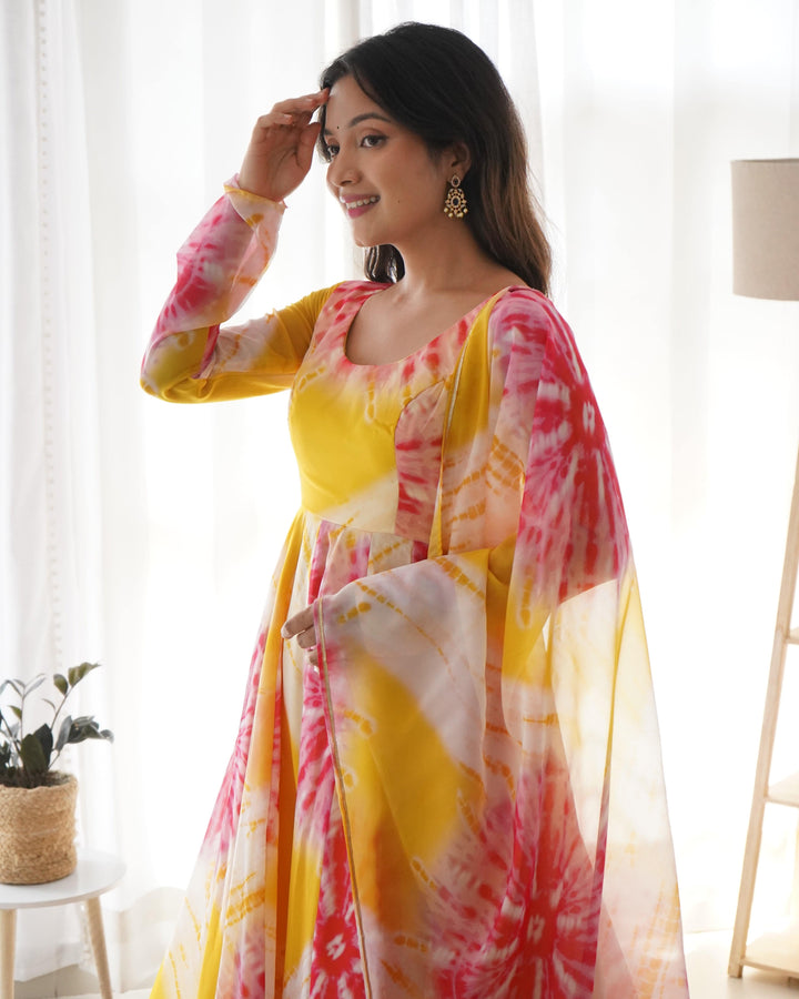 Vibrant Lightweight Organza Silk Anarkali Set – Effortless Elegance for Weddings & Festivities