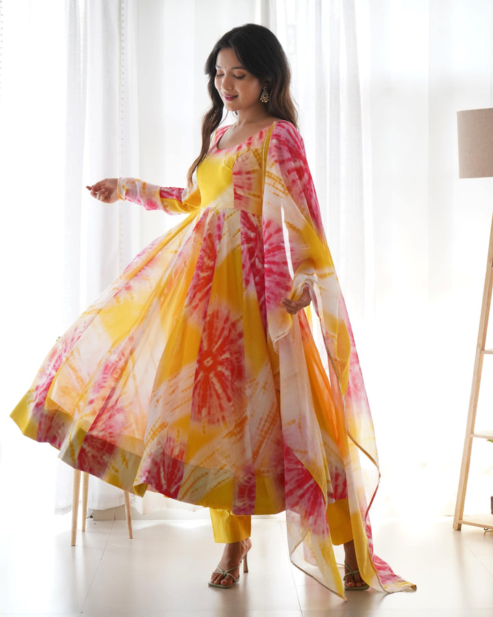 Vibrant Lightweight Organza Silk Anarkali Set – Effortless Elegance for Weddings & Festivities