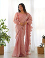 Ready to Wear Pre-draped Saree with Fully Stitched Blouse in Jimmy Choo Fabric