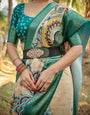 Elegant Tussar Silk Saree in Beige and Coral with Madhubani Pallu and Zari Accents