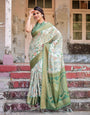 Timeless Green Banarasi Silk Saree with Zari Weaving and Tassels