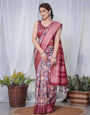 Luxurious Maroon Banarasi Silk Saree with Paisley Print and Tassels