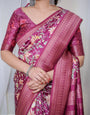 Majestic Maroon Floral Banarasi Silk Saree with Zari Weave and Tassels