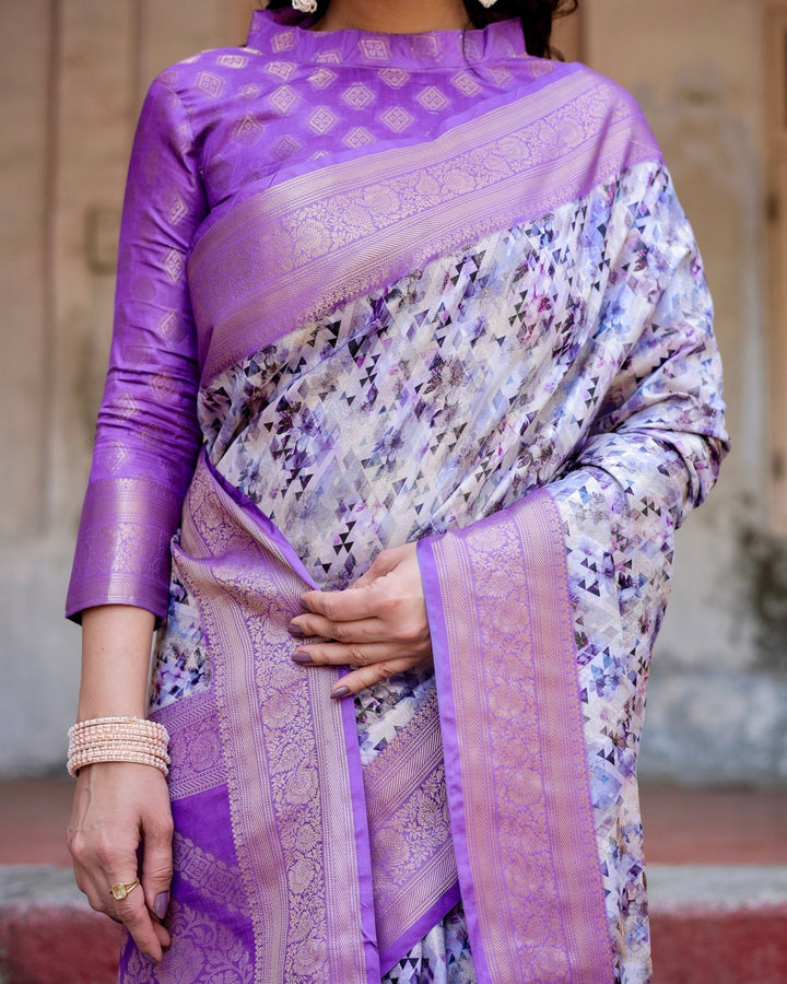 Pure Banarasi Silk Saree Weaved With Golden Zari Comes With Tassels - Almaari Fashion