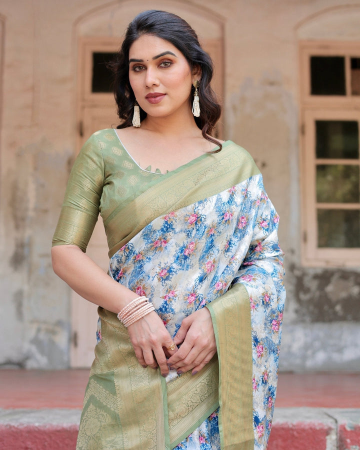 Pure Banarasi Silk Saree Weaved With Golden Zari Comes With Tassels - Almaari Fashion