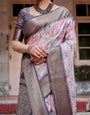 Graceful Lavender Banarasi Silk Saree with Regal Zari Weave and Tassel Detailing