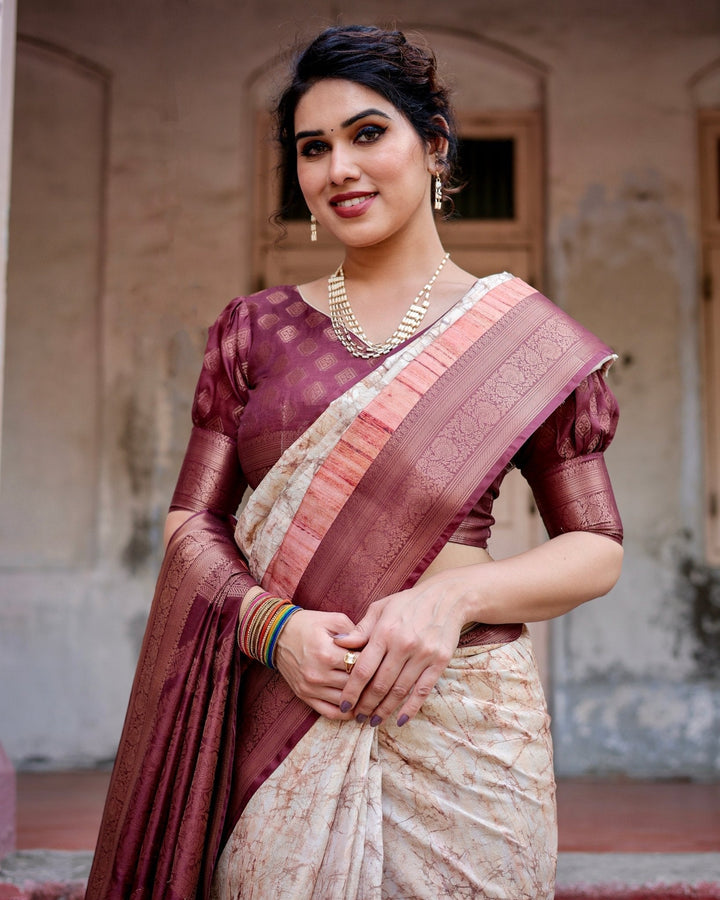 Pure Banarasi Silk Saree Weaved With Golden Zari Comes With Tassels - Almaari Fashion