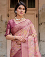 Elegant Pink Banarasi Silk Saree with Floral Zari Weaving and Tassel-Embellished Pallu