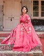 Regal Pink Banarasi Silk Saree with Zari Weave and Intricate Tassels